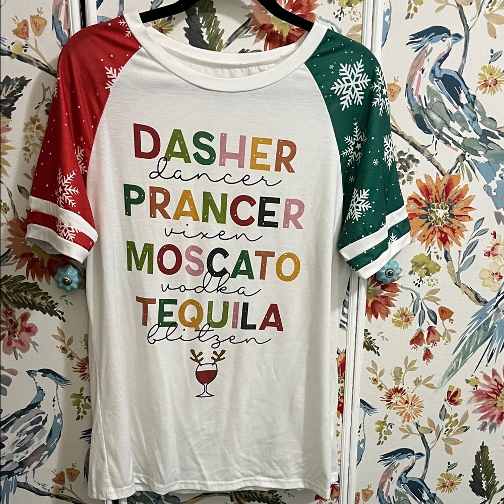 Show some Christmas Spirits - Festive Short Sleeve Tee - Red, Green, White